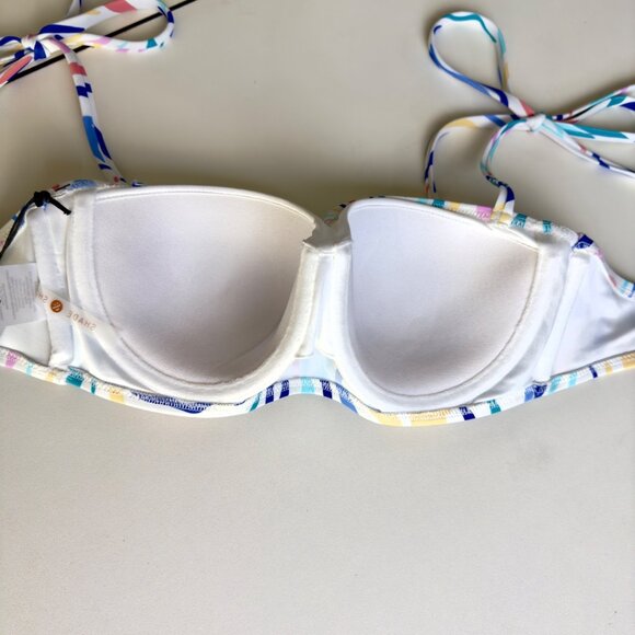 Shade & Shore Multicolor Shoulder Tie Underwire Bralette Bikini Top Size 34B NEW - Picture 10 of 12